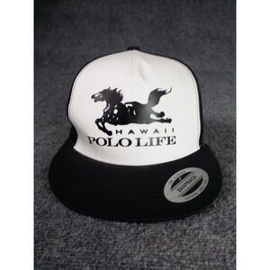 Hawaii Polo Life Snapback Hat The Classics Yupoong Black‎ White Travel